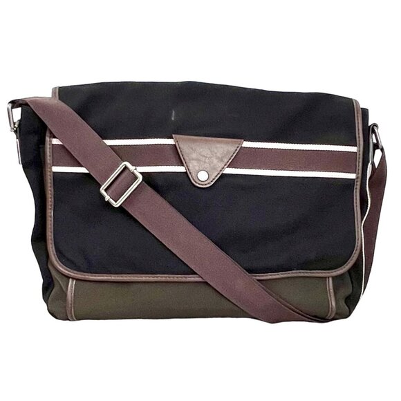 Fossil Lane Canvas & Leather Messenger Bag Adjustable Strap & Snap Closures VGUC - Picture 1 of 16